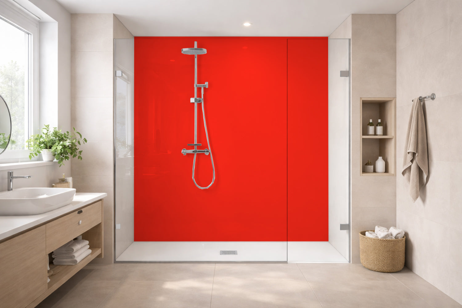 Toilettenrückwand Einfarbig RAL 3026 Leuchthellrot