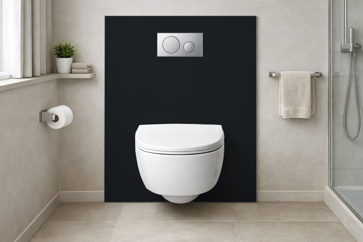 Toilettenrückwand Einfarbig RAL 9011 Graphitschwarz