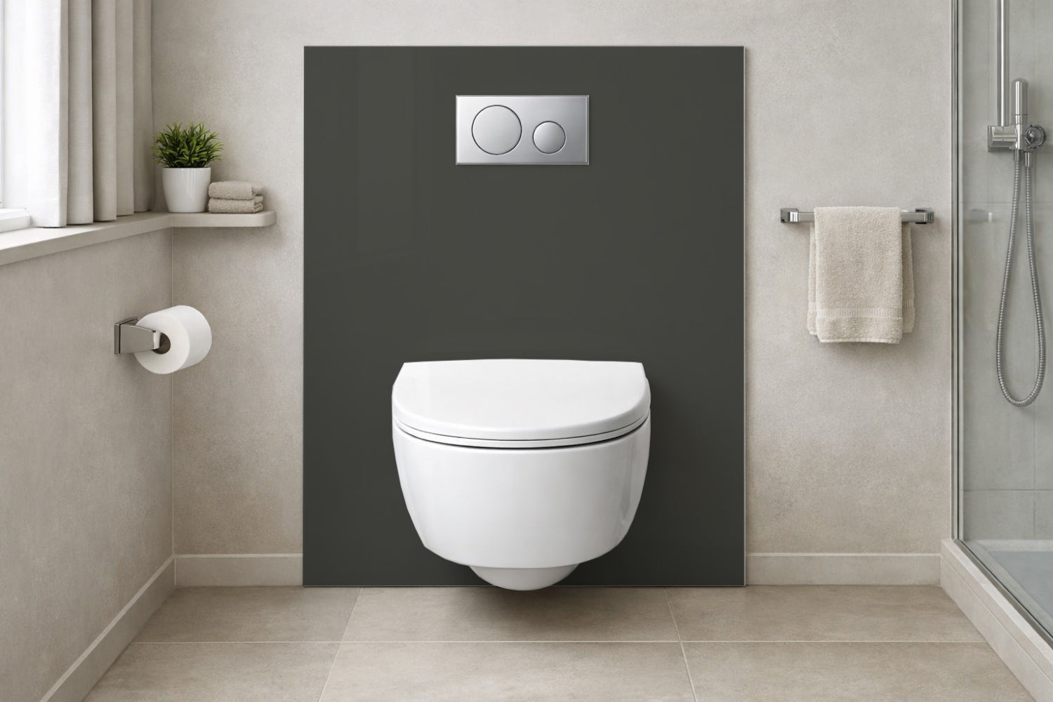 Toilettenrückwand Einfarbig RAL 7022 Umbragrau