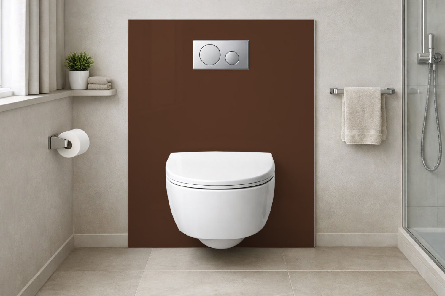 Toilettenrückwand Einfarbig RAL 8011 Nussbraun