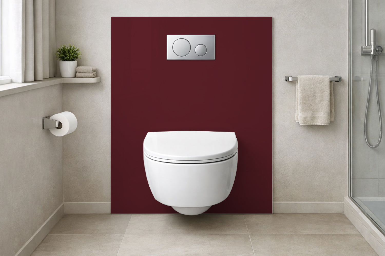 Toilettenrückwand Einfarbig RAL 3005 Weinrot