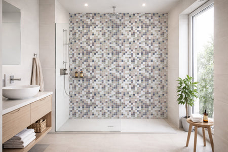 Toilettenrückwand Fliesenoptik