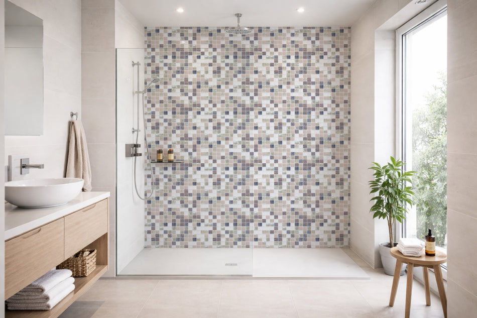 Toilettenrückwand Fliesenoptik