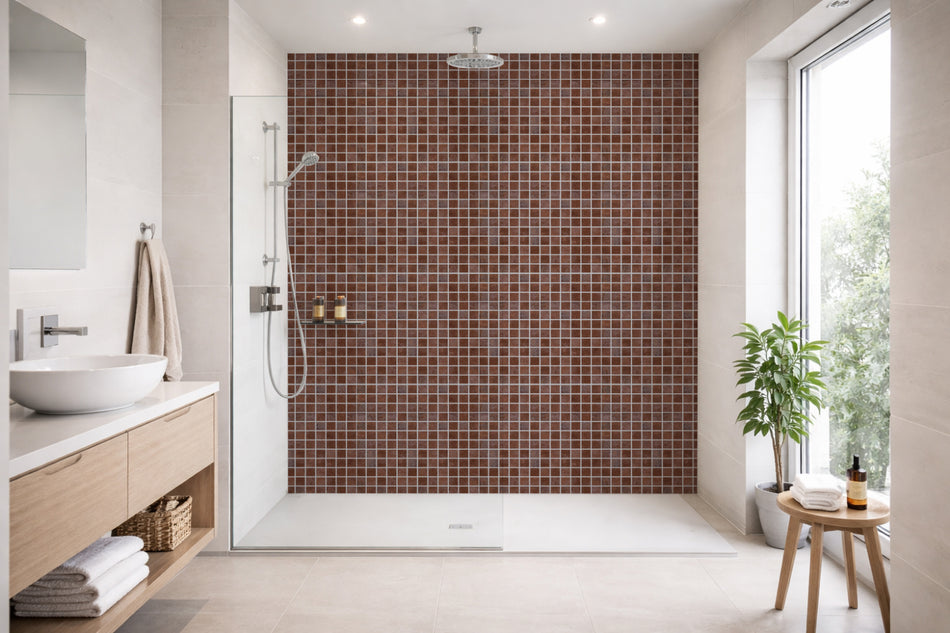 Toilettenrückwand Fliesenoptik