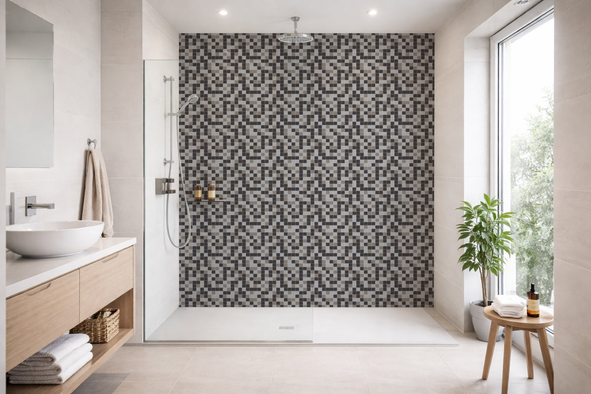 Toilettenrückwand Fliesenoptik