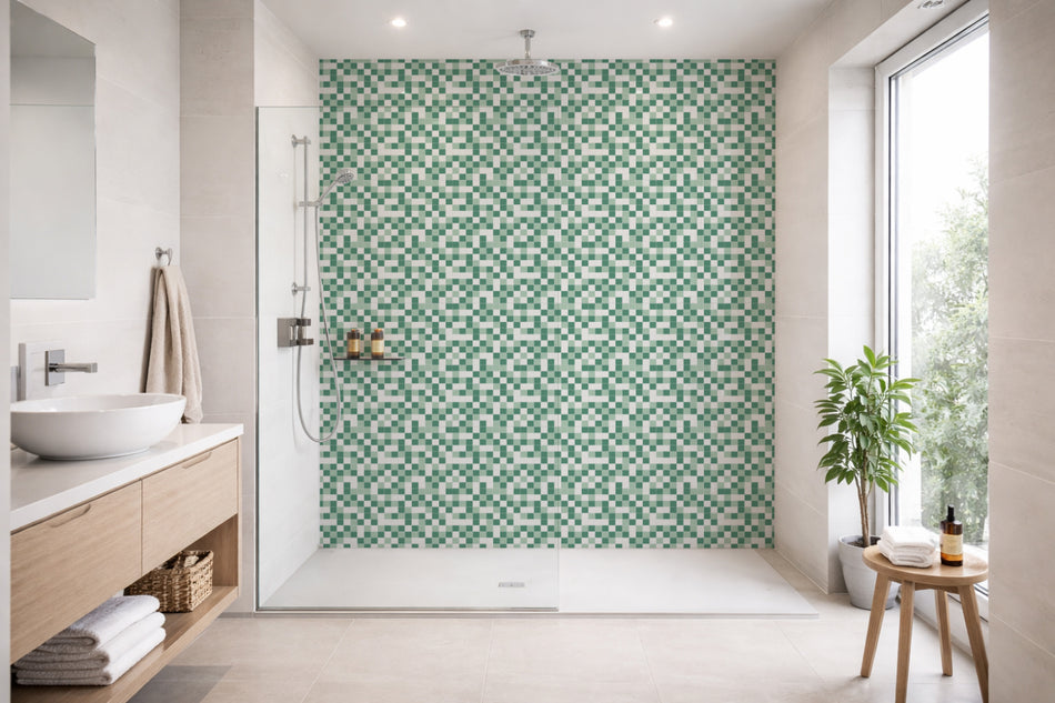 Toilettenrückwand Fliesenoptik