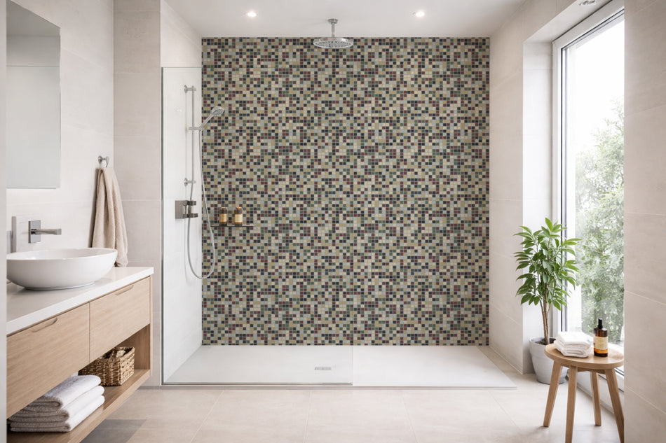 Toilettenrückwand Fliesenoptik