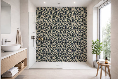 Toilettenrückwand Fliesenoptik