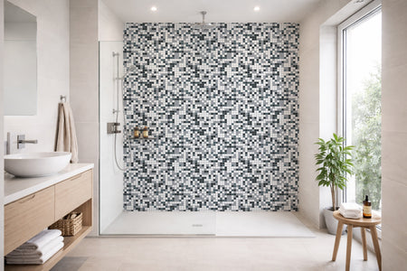 Toilettenrückwand Fliesenoptik