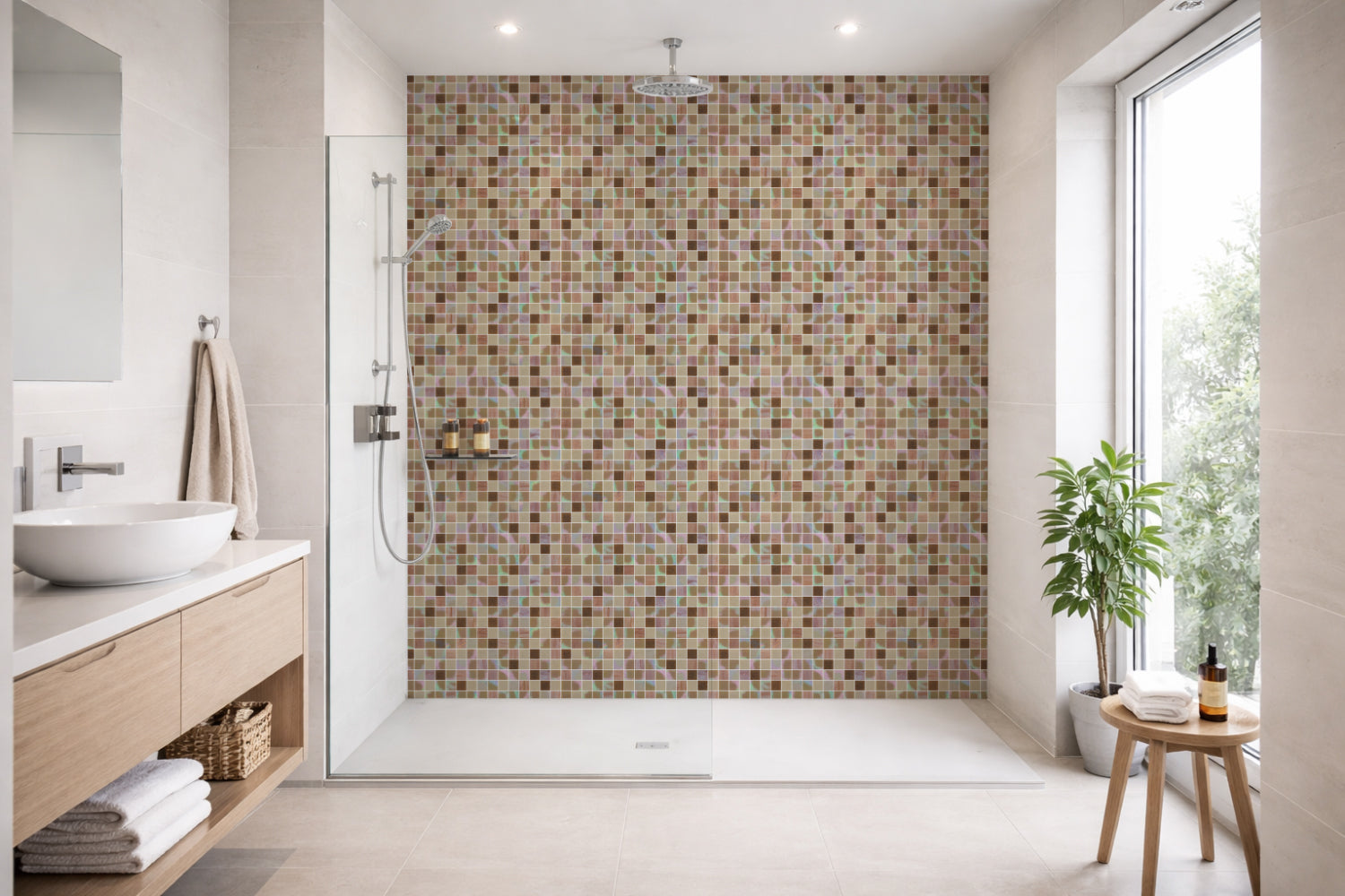 Toilettenrückwand Fliesenoptik