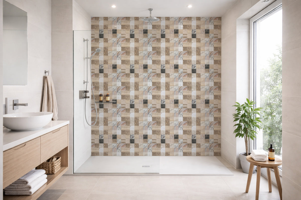 Toilettenrückwand Fliesenoptik