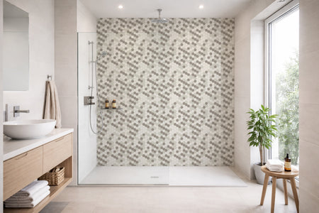 Toilettenrückwand Fliesenoptik