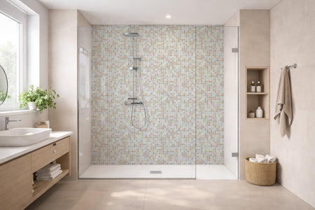 Toilettenrückwand Fliesenoptik