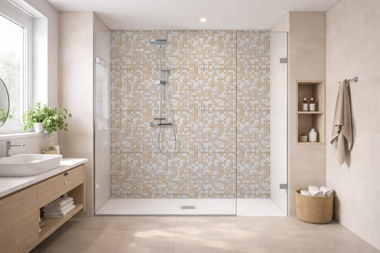 Toilettenrückwand Fliesenoptik