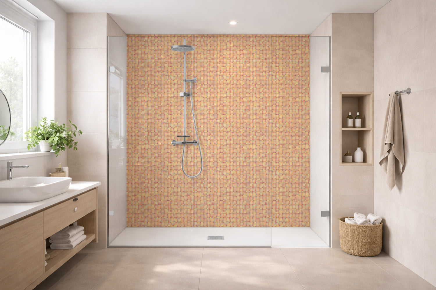 Toilettenrückwand Fliesenoptik