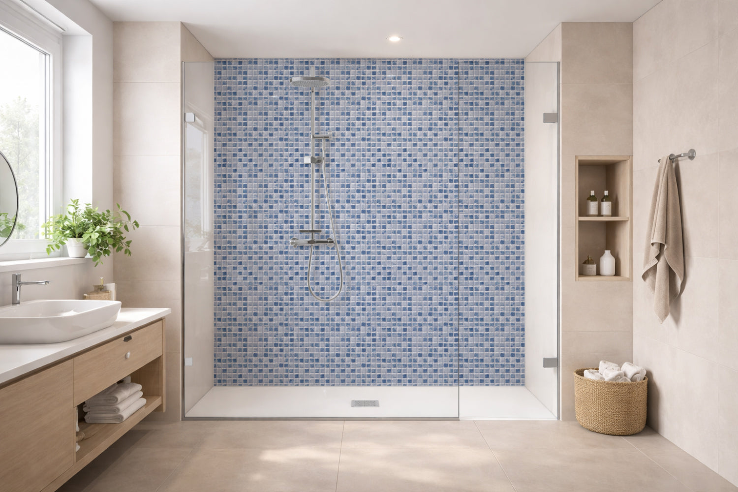Toilettenrückwand Fliesenoptik