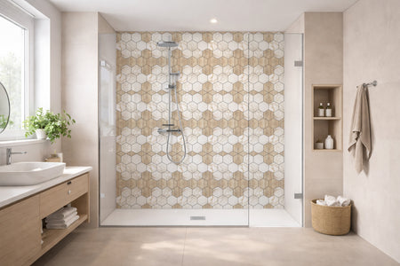 Toilettenrückwand Fliesenoptik