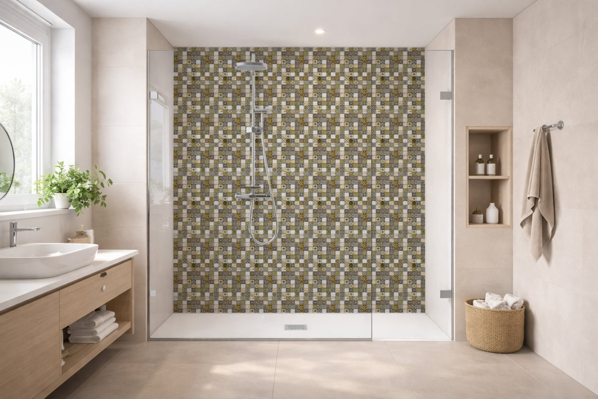 Toilettenrückwand Fliesenoptik