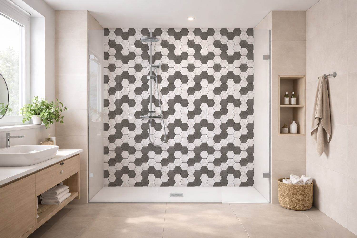 Toilettenrückwand Fliesenoptik