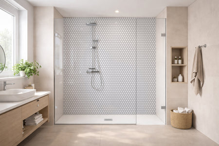 Toilettenrückwand Fliesenoptik