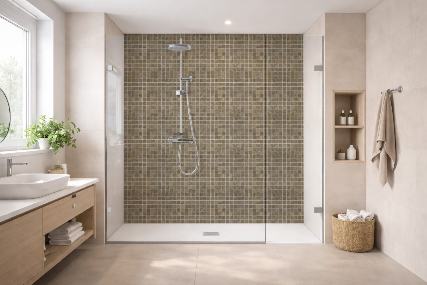 Toilettenrückwand Fliesenoptik