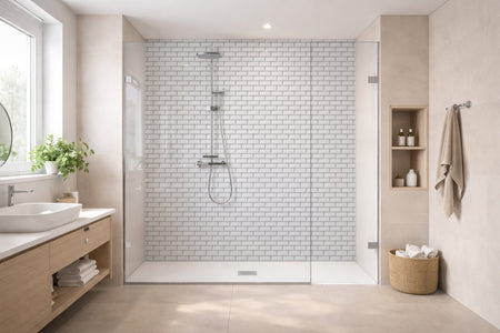 Toilettenrückwand Fliesenoptik