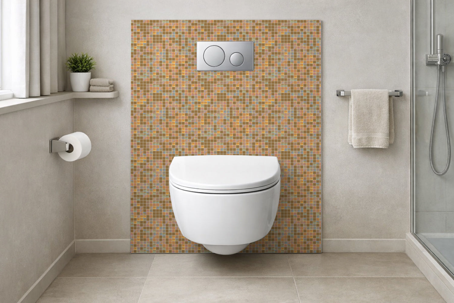 Toilettenrückwand Fliesenoptik