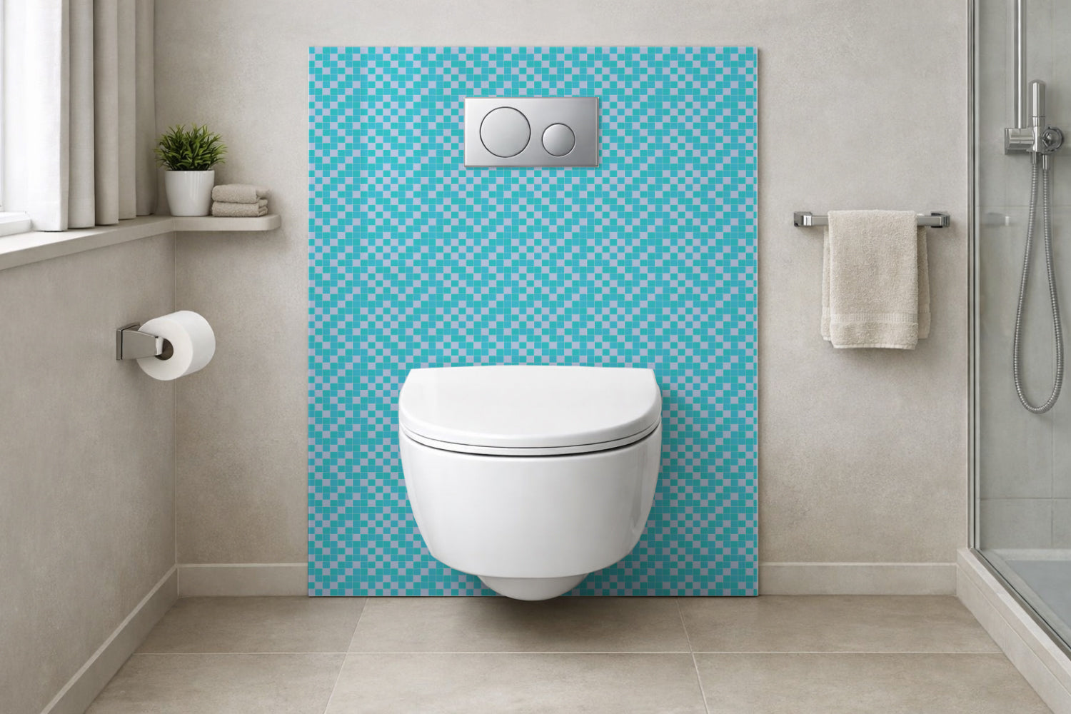 Toilettenrückwand Fliesenoptik