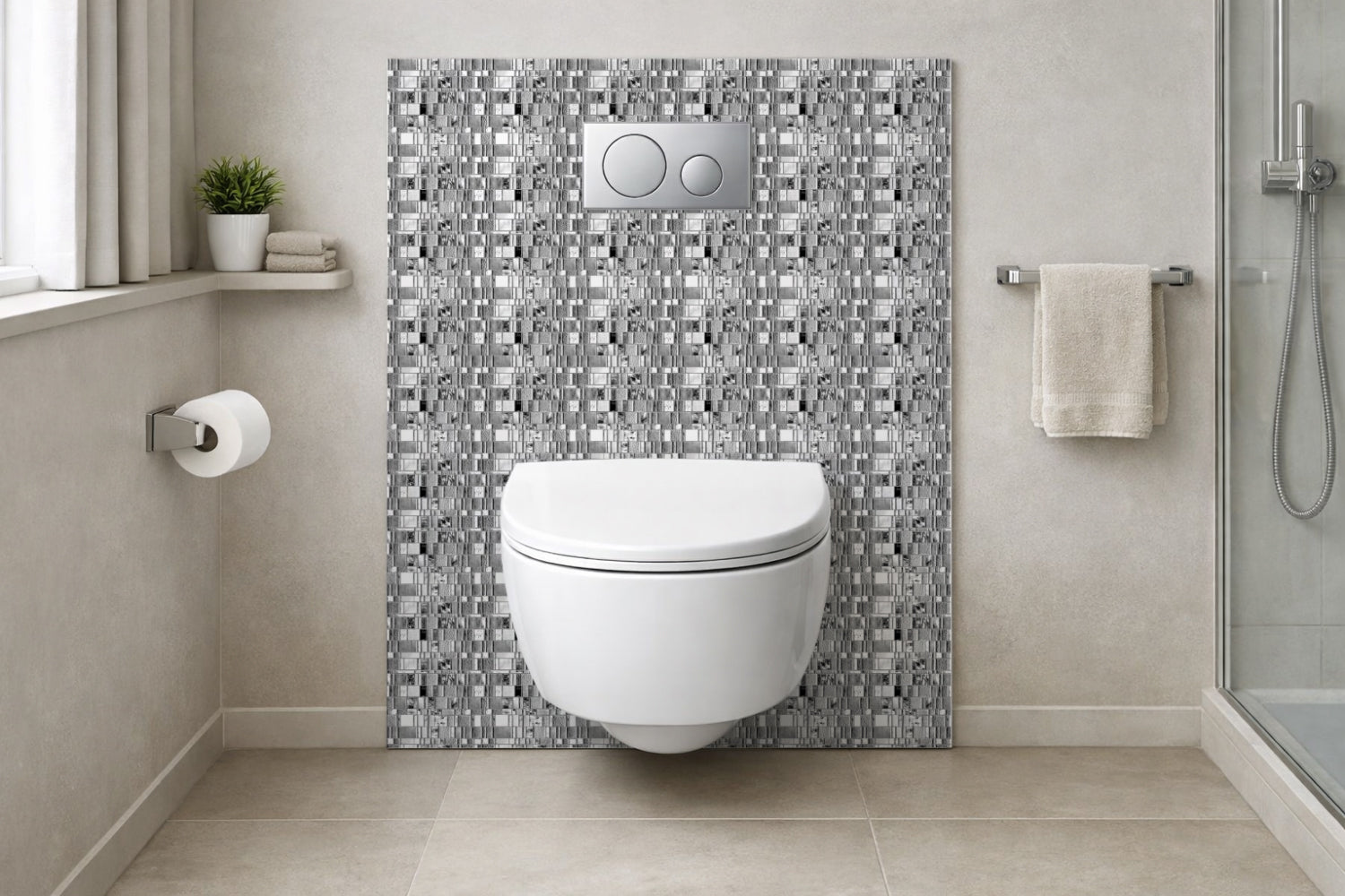 Toilettenrückwand Fliesenoptik