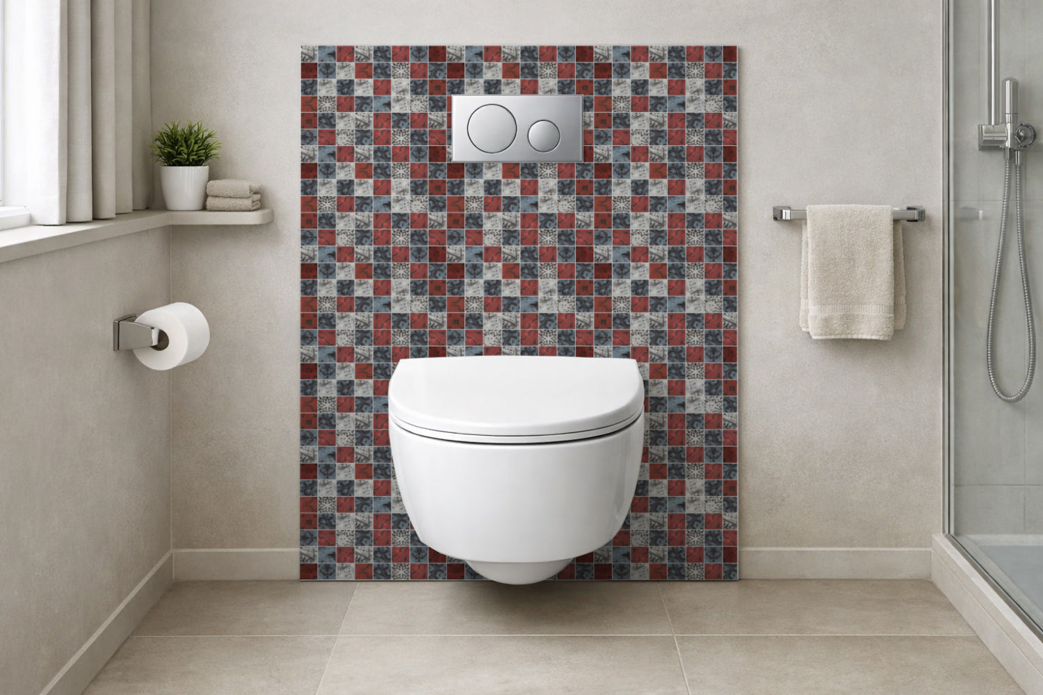 Toilettenrückwand Fliesenoptik