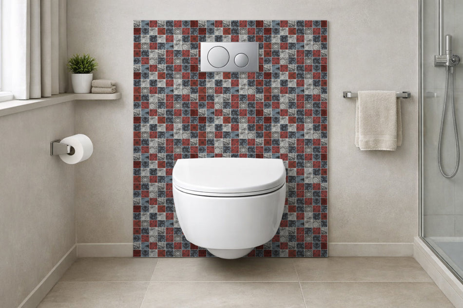 Toilettenrückwand Fliesenoptik