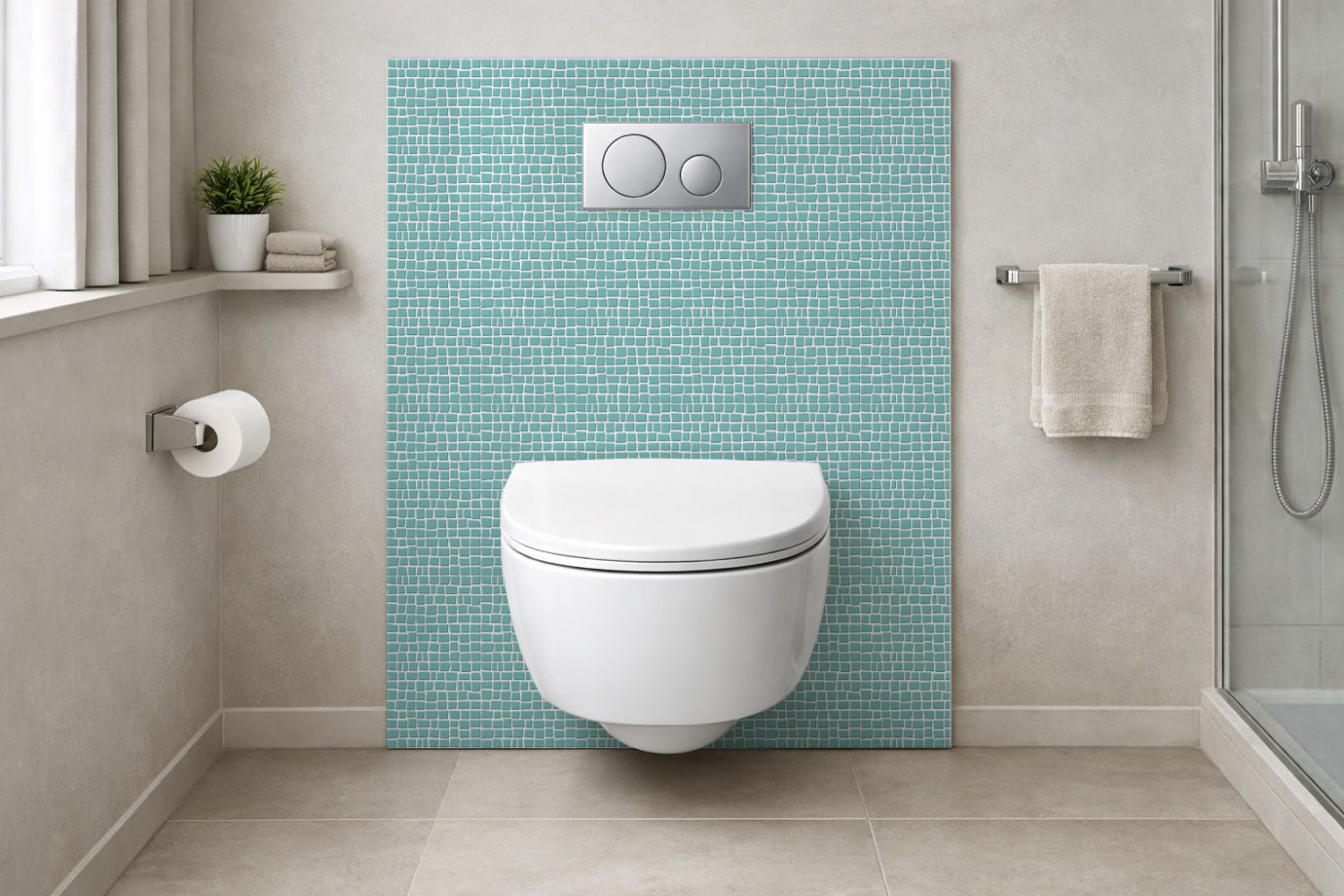 Toilettenrückwand Fliesenoptik