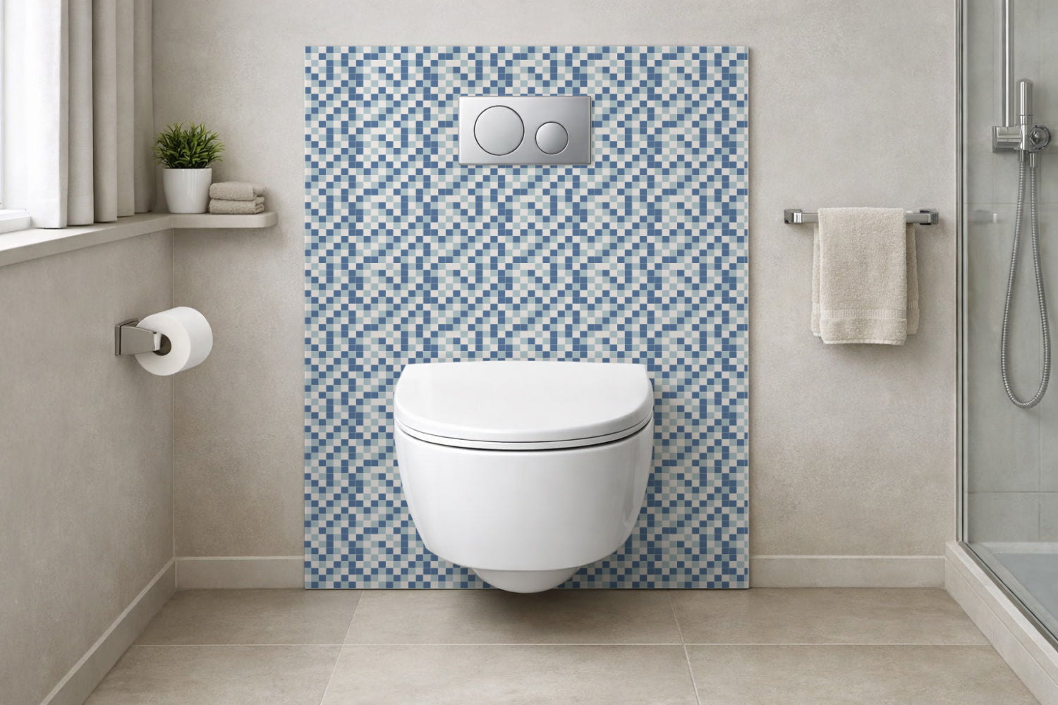 Toilettenrückwand Fliesenoptik
