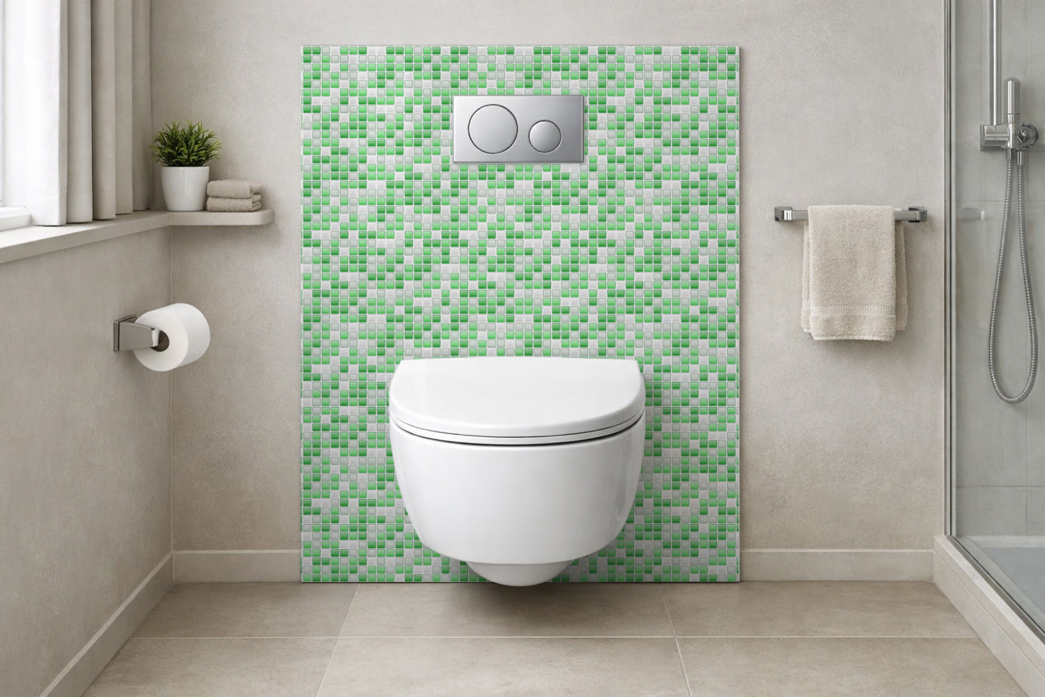 Toilettenrückwand Fliesenoptik