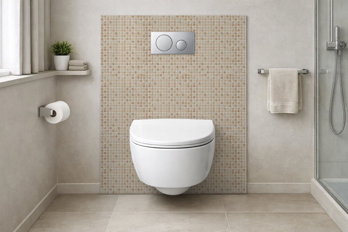 Toilettenrückwand Fliesenoptik