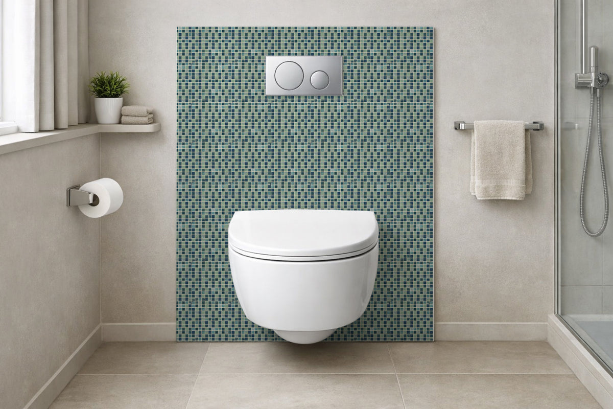Toilettenrückwand Fliesenoptik