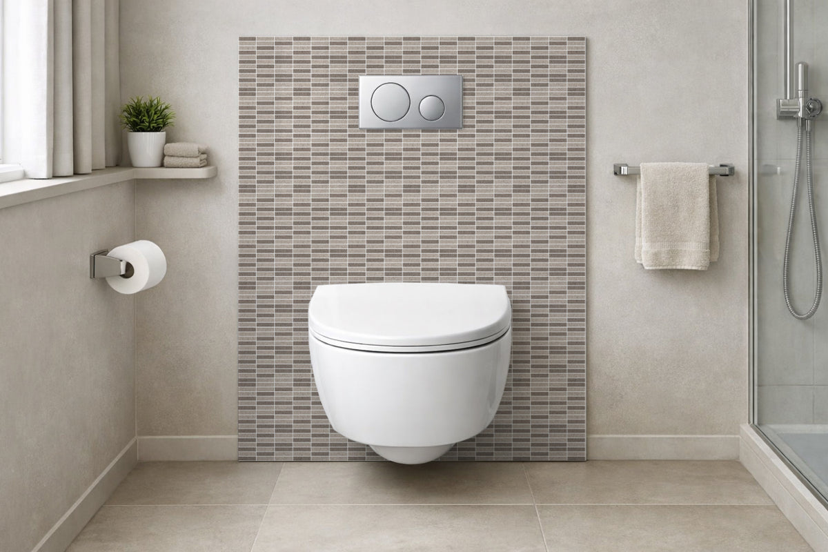 Toilettenrückwand Fliesenoptik