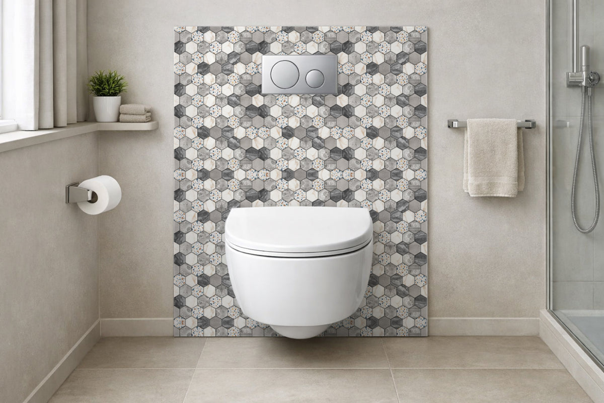 Toilettenrückwand Fliesenoptik