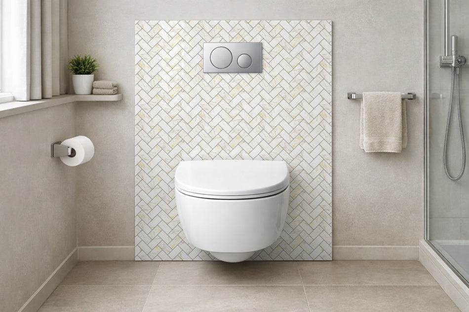 Toilettenrückwand Fliesenoptik