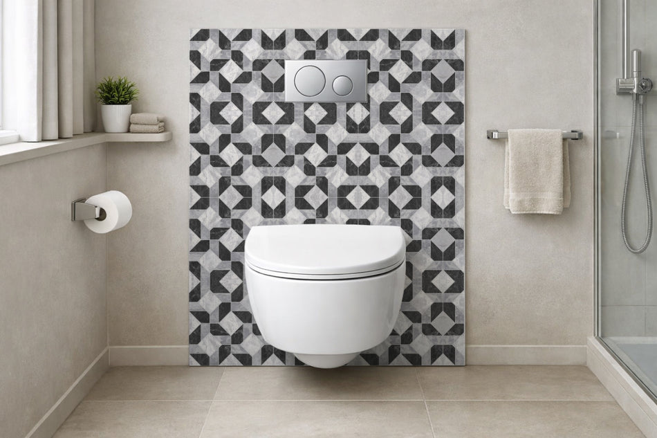 Toilettenrückwand Fliesenoptik