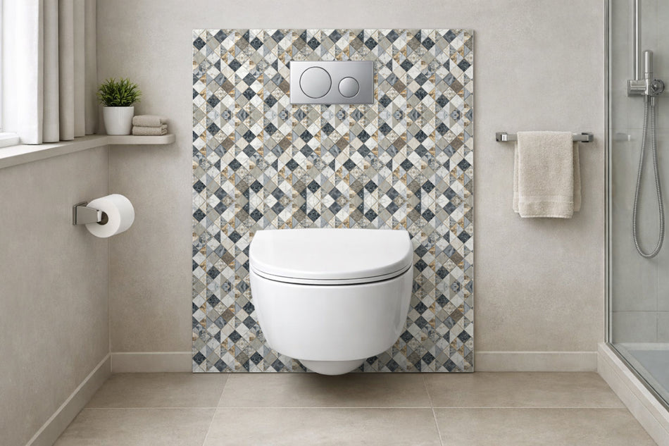 Toilettenrückwand Fliesenoptik