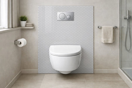 Toilettenrückwand Fliesenoptik