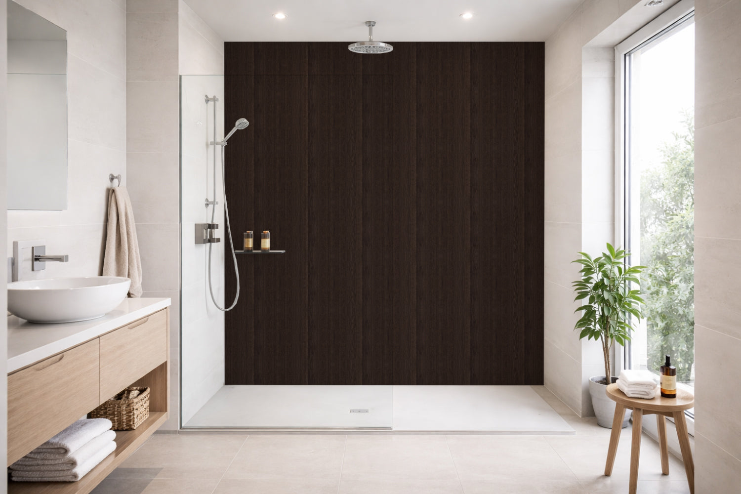 Toilettenrückwand Holzoptik