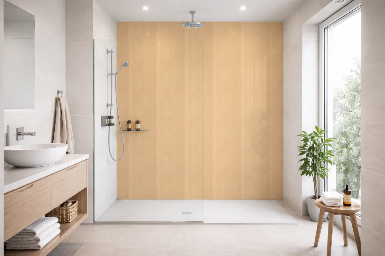 Toilettenrückwand Holzoptik