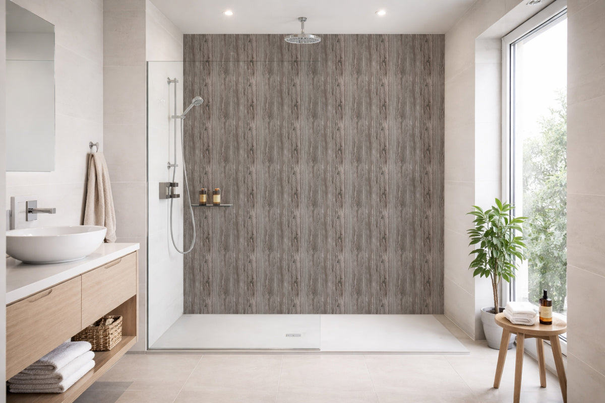 Toilettenrückwand Holzoptik