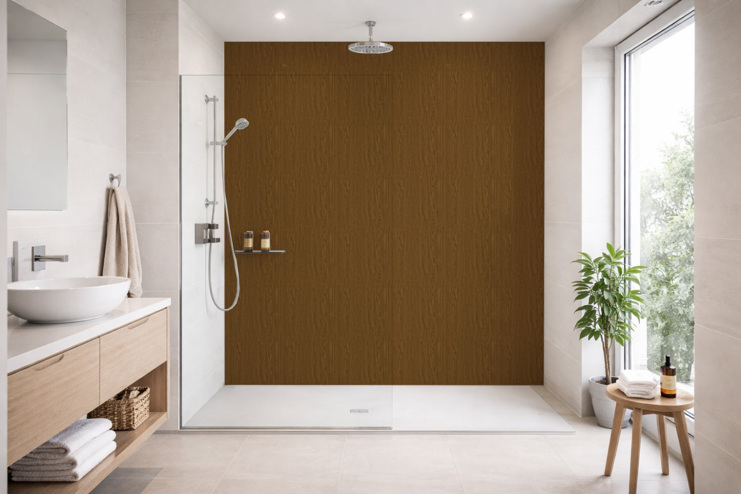 Toilettenrückwand Holzoptik