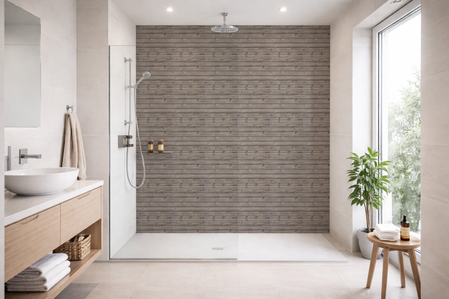 Toilettenrückwand Holzoptik
