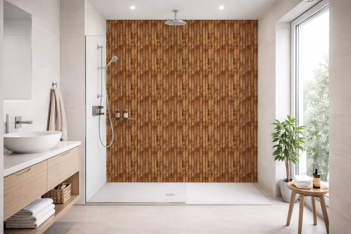 Toilettenrückwand Holzoptik