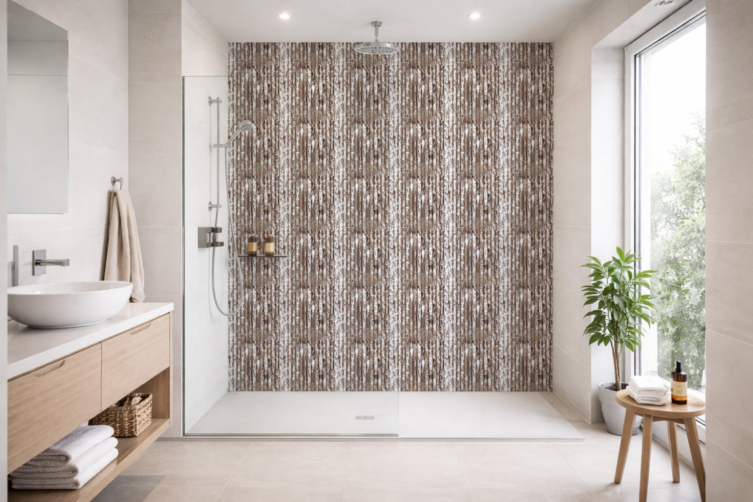 Toilettenrückwand Holzoptik
