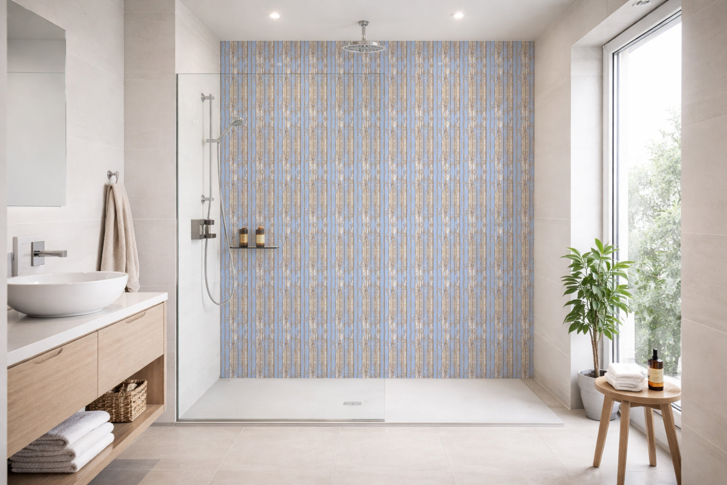 Toilettenrückwand Holzoptik